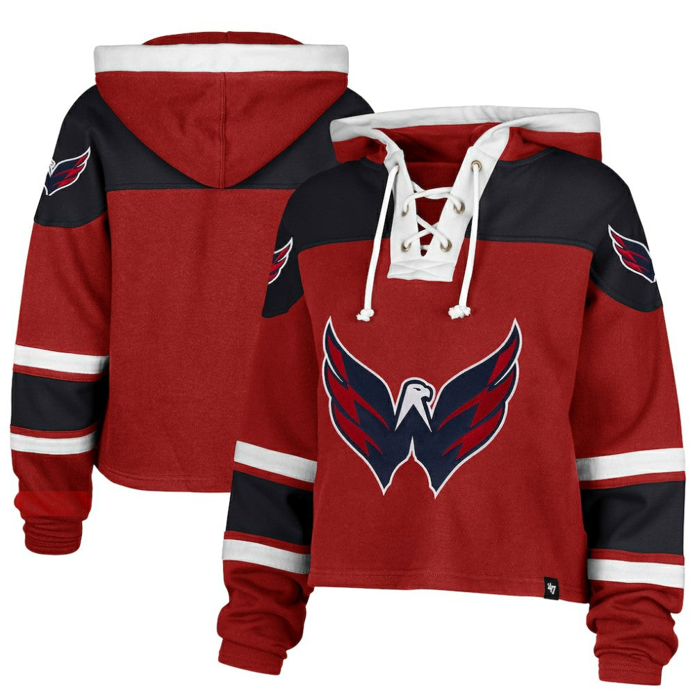 Washington Capitals '47 Women's Cropped Lacer Hoodie - Red - NHL
