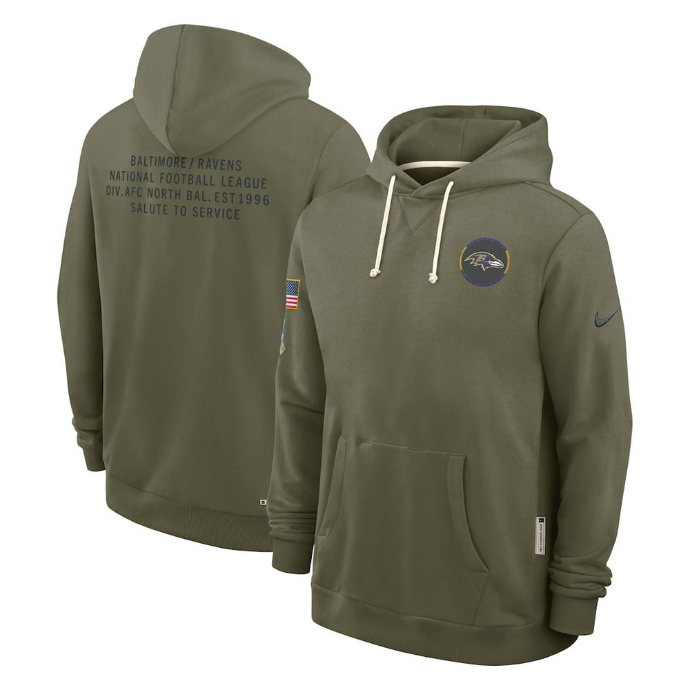 Baltimore Ravens 2025 Salute to Service Sideline Standard Issue Dri-FIT Hoodie Olive | Nike for Sale