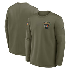 Cincinnati Bengals 2025 Salute to Service Sideline Coaches Therma-FIT Long Sleeve Shirt Olive | Nike for Sale