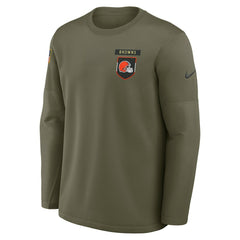 Cleveland Browns 2025 Salute to Service Sideline Coaches Therma-FIT Long Sleeve Shirt Olive | Nike for Sale
