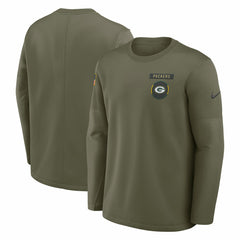 Green Bay Packers 2025 Salute to Service Sideline Coaches Therma-FIT Long Sleeve Shirt Olive | Nike for Sale