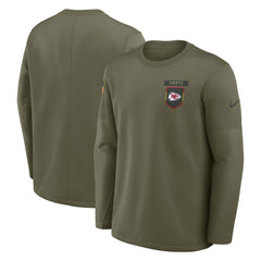 Kansas City Chiefs 2025 Salute to Service Sideline Coaches Therma-FIT Long Sleeve Shirt Olive | Nike for Sale
