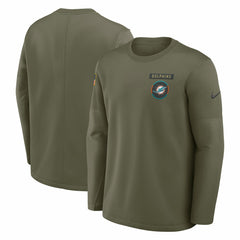 Miami Dolphins 2025 Salute to Service Sideline Coaches Therma-FIT Long Sleeve Shirt Olive | Nike for Sale