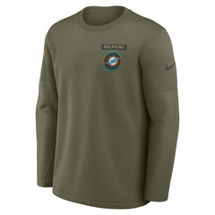 Miami Dolphins 2025 Salute to Service Sideline Coaches Therma-FIT Long Sleeve Shirt Olive | Nike for Sale