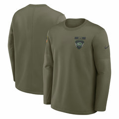 New York Jets 2025 Salute to Service Sideline Coaches Therma-FIT Long Sleeve Shirt Olive | Nike for Sale