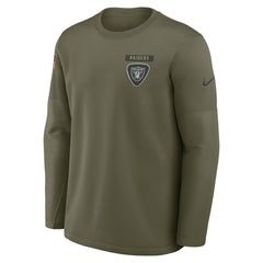 Las Vegas Raiders 2025 Salute to Service Sideline Coaches Therma-FIT Long Sleeve Shirt Olive | Nike for Sale