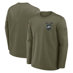 Philadelphia Eagles 2025 Salute to Service Sideline Coaches Therma-FIT Long Sleeve Shirt Olive | Nike for Sale