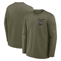 Baltimore Ravens 2025 Salute to Service Sideline Coaches Therma-FIT Long Sleeve Shirt Olive | Nike for Sale