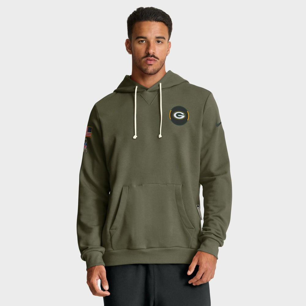 Green Bay Packers Big & Tall 2025 Salute to Service Sideline Dominant Force Dri-FIT Hoodie Olive | Nike for Sale