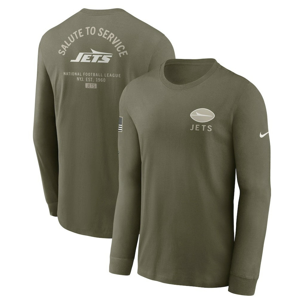 New York Jets 2025 Salute to Service Sideline Long Sleeve T-Shirt Olive | Nike for Sale