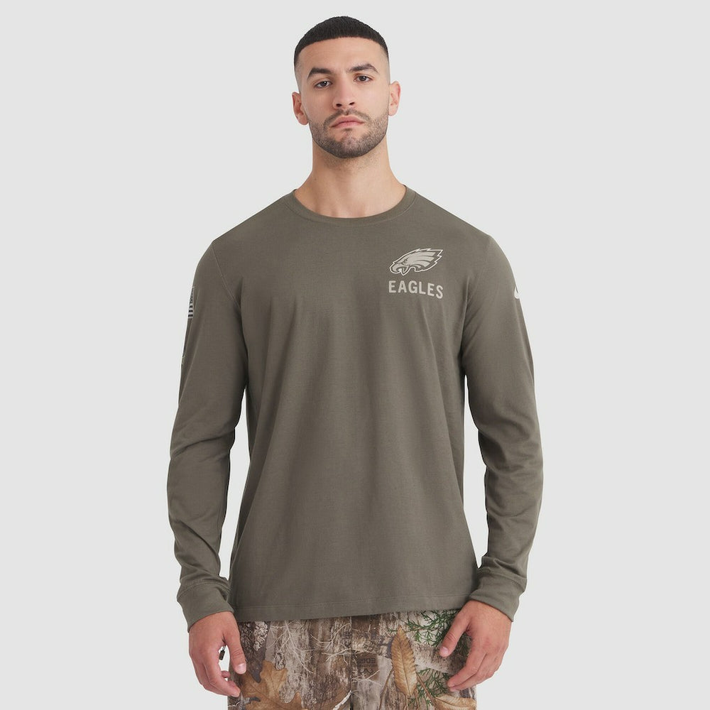 Philadelphia Eagles 2025 Salute to Service Sideline Long Sleeve T-Shirt Olive | Nike for Sale