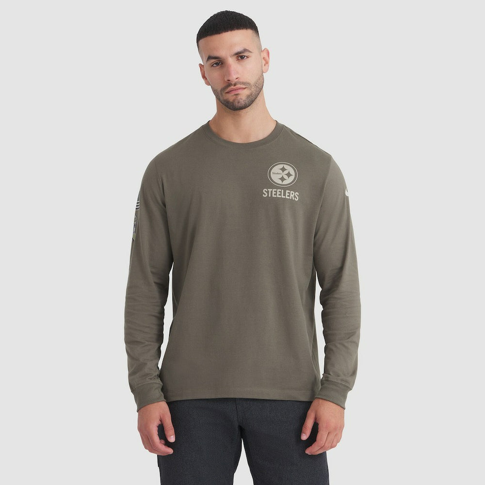 Pittsburgh Steelers 2025 Salute to Service Sideline Long Sleeve T-Shirt Olive | Nike for Sale