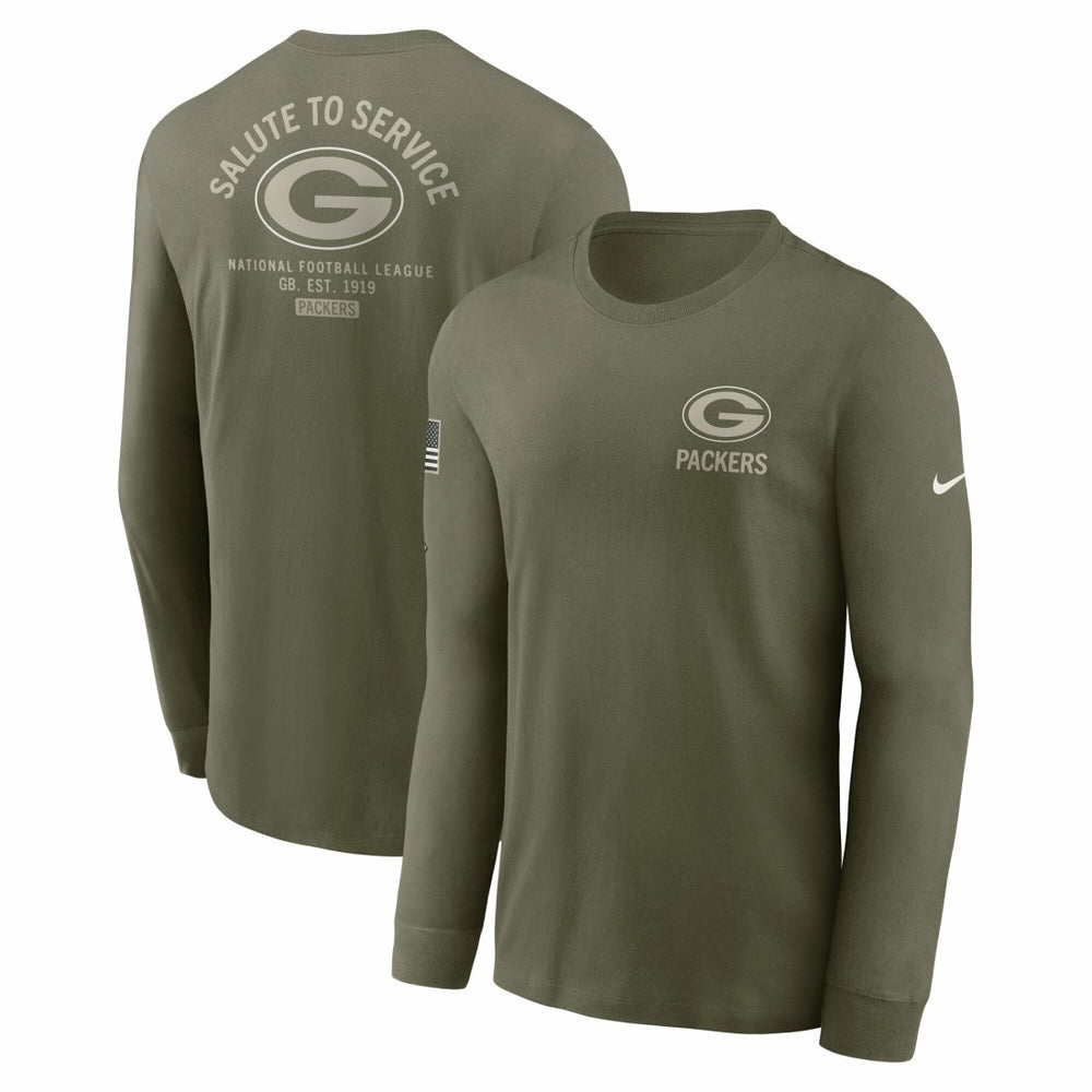 Green Bay Packers 2025 Salute to Service Sideline Long Sleeve T-Shirt Olive | Nike for Sale