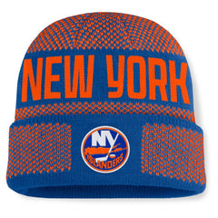 New York Islanders Fanatics Fundamentals Shelter Cuffed Knit Hat - Royal/Orange - NHL