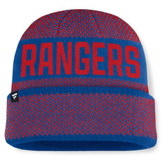 New York Rangers Fanatics Fundamentals Shelter Cuffed Knit Hat - Blue/Red - NHL