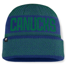 Vancouver Canucks Fanatics Fundamentals Shelter Cuffed Knit Hat - Blue/Green - NHL