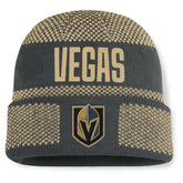 Vegas Golden Knights Fanatics Fundamentals Shelter Cuffed Knit Hat - Charcoal/Gold - NHL
