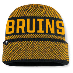 Boston Bruins Fanatics Fundamentals Shelter Cuffed Knit Hat - Black/Gold - NHL
