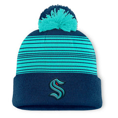 Seattle Kraken Fanatics Fundamental Spirit Cuffed Pom Knit Hat - Deep Sea Blue - NHL