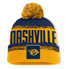 Nashville Predators Fanatics Fundamentals Thrive Cuffed Knit Hat with Pom - Gold/Navy - NHL