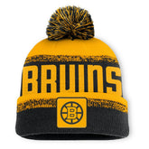 Boston Bruins Fanatics Fundamentals Thrive Cuffed Knit Hat with Pom - Black/Gold - NHL