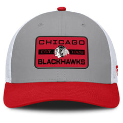 Chicago Blackhawks Fanatics Fundamental Adapt Trucker Adjustable Hat - Gray/Red - NHL