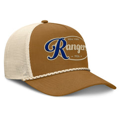 New York Rangers Fanatics Heritage Fetch A-Frame Trucker Adjustable Hat - Brown/Cream - NHL