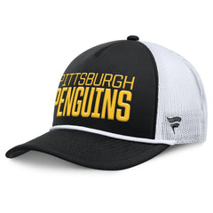 Pittsburgh Penguins Fanatics Heritage Dutch A-Frame Trucker Adjustable Hat - Black/White - NHL