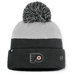 Philadelphia Flyers Fanatics Authentic Pro Home Ice Cuffed Knit Hat with Pom - Black/Gray - NHL