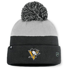Pittsburgh Penguins Fanatics Authentic Pro Home Ice Cuffed Knit Hat with Pom - Black/Gray - NHL