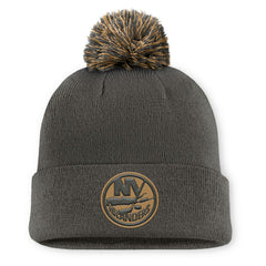 New York Islanders Fanatics Authentic Pro Military Appreciation Cuffed Knit Hat with Pom - Charcoal - NHL