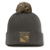 New York Rangers Fanatics Authentic Pro Military Appreciation Cuffed Knit Hat with Pom - Charcoal - NHL
