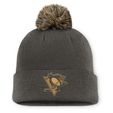 Pittsburgh Penguins Fanatics Authentic Pro Military Appreciation Cuffed Knit Hat with Pom - Charcoal - NHL