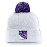 New York Rangers Fanatics Authentic Pro Hockey Fights Cancer Cuffed Knit Hat with Pom - White - NHL