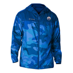 Edmonton Oilers Columbia Camo Flash Challenger Omni-Shade Full-Zip Hoodie Windbreaker - Royal - NHL