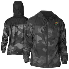 Minnesota Wild Columbia Camo Flash Challenger Omni-Shade Full-Zip Hoodie Windbreaker - Black - NHL
