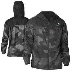 San Jose Sharks Columbia Camo Flash Challenger Omni-Shade Full-Zip Hoodie Windbreaker - Black - NHL