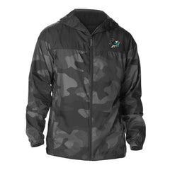 San Jose Sharks Columbia Camo Flash Challenger Omni-Shade Full-Zip Hoodie Windbreaker - Black - NHL