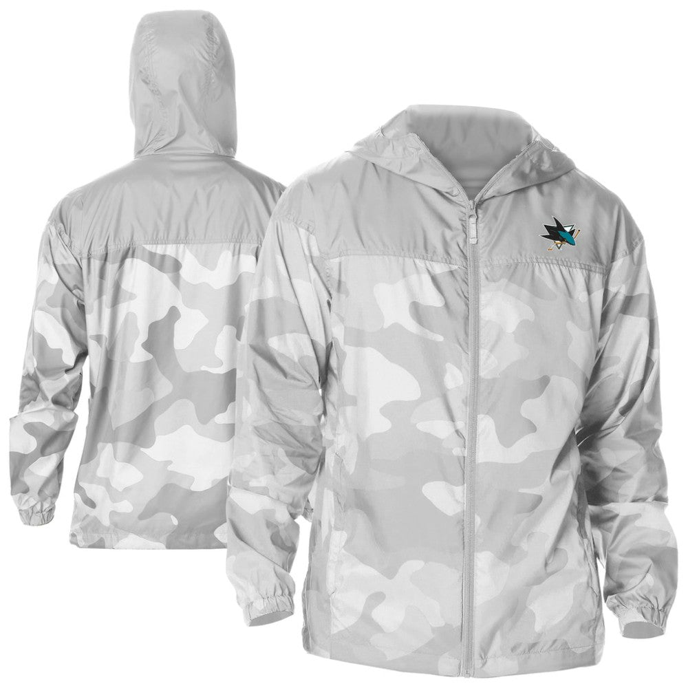 San Jose Sharks Columbia Camo Flash Challenger Omni-Shade Full-Zip Hoodie Windbreaker - Gray - NHL