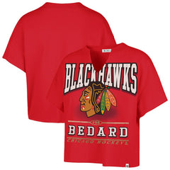 Connor Bedard Chicago Blackhawks '47 Women's Elation Name & Number Oversized Notch Neck T-Shirt - Red - NHL