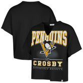 Sidney Crosby Pittsburgh Penguins '47 Women's Elation Name & Number Oversized Notch Neck T-Shirt - Black - NHL