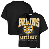 David Pastrnak Boston Bruins '47 Women's Elation Name & Number Oversized Notch Neck T-Shirt - Black - NHL