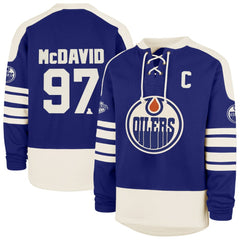Connor McDavid Edmonton Oilers '47 Player Name & Number Sweep Check Eternal Lacer Sweatshirt - Royal - NHL