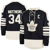 Auston Matthews Toronto Maple Leafs '47 Player Name & Number Sweep Check Eternal Lacer Sweatshirt - Navy - NHL