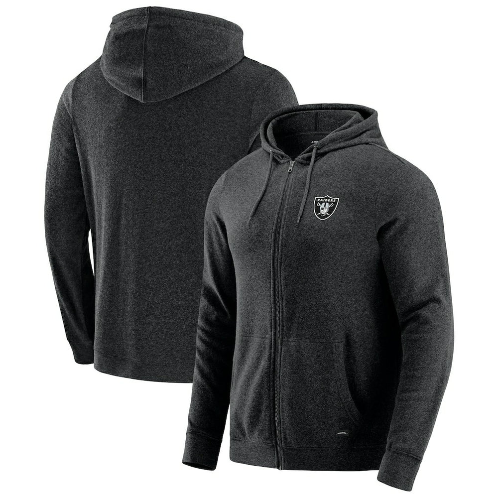 Las Vegas Raiders J. Palmer Players Lounge Tri-Blend Full-Zip Hoodie Dark Heather Gray | NFL