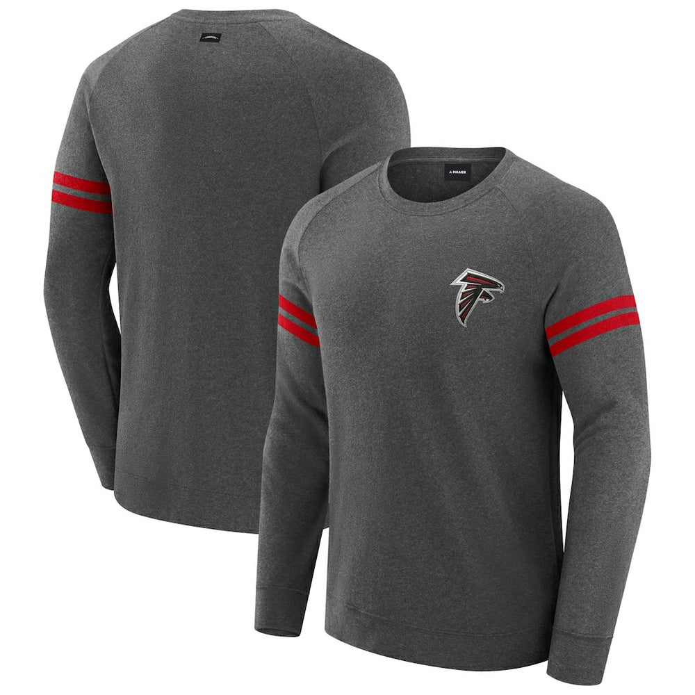 Atlanta Falcons J. Palmer Players Lounge Raglan Tri-Blend Sweatshirt Dark Heather Gray | NFL
