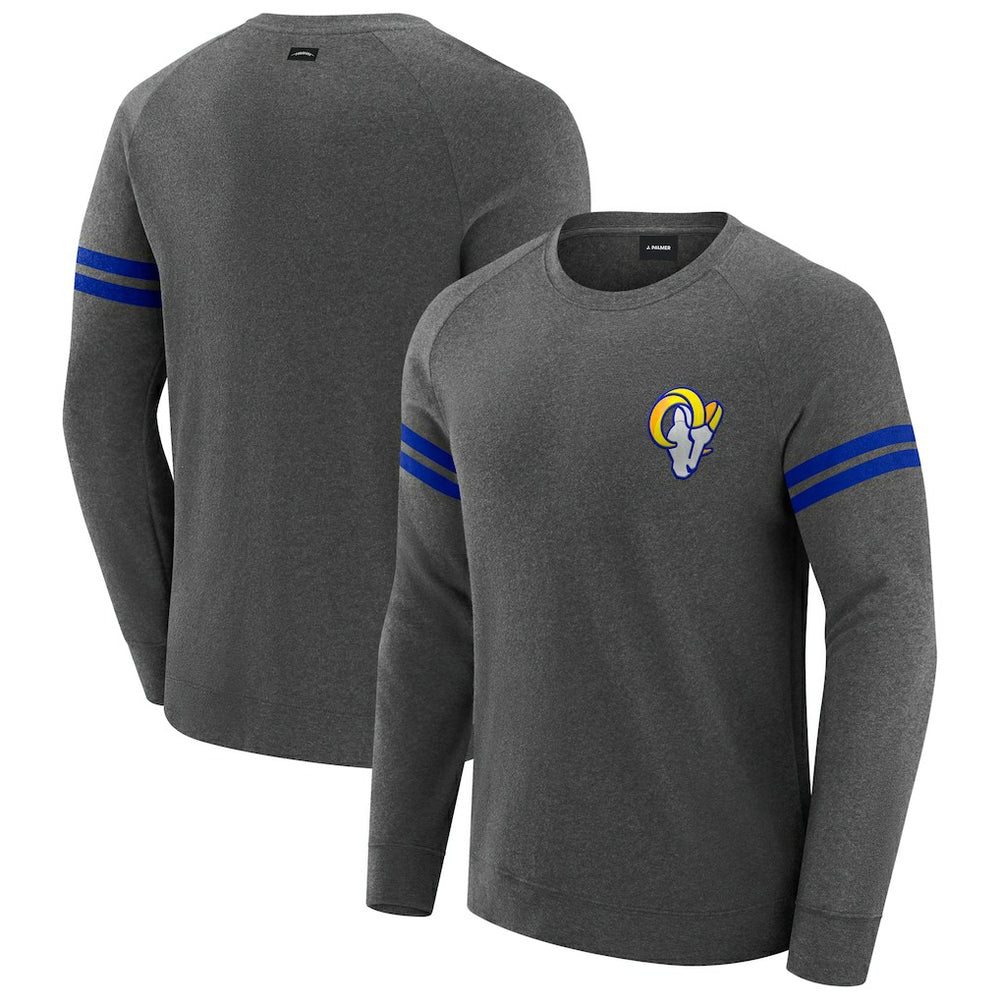 Los Angeles Rams J. Palmer Players Lounge Raglan Tri-Blend Sweatshirt Dark Heather Gray | NFL
