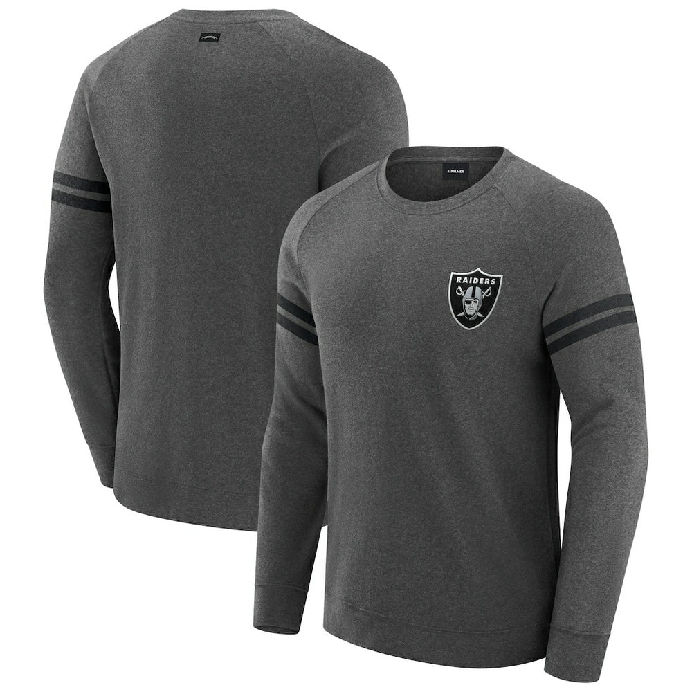 Las Vegas Raiders J. Palmer Players Lounge Raglan Tri-Blend Sweatshirt Dark Heather Gray | NFL