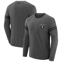 Las Vegas Raiders J. Palmer Players Lounge Raglan Tri-Blend Sweatshirt Dark Heather Gray | NFL