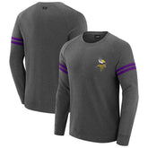 Minnesota Vikings J. Palmer Players Lounge Raglan Tri-Blend Sweatshirt Dark Heather Gray | NFL